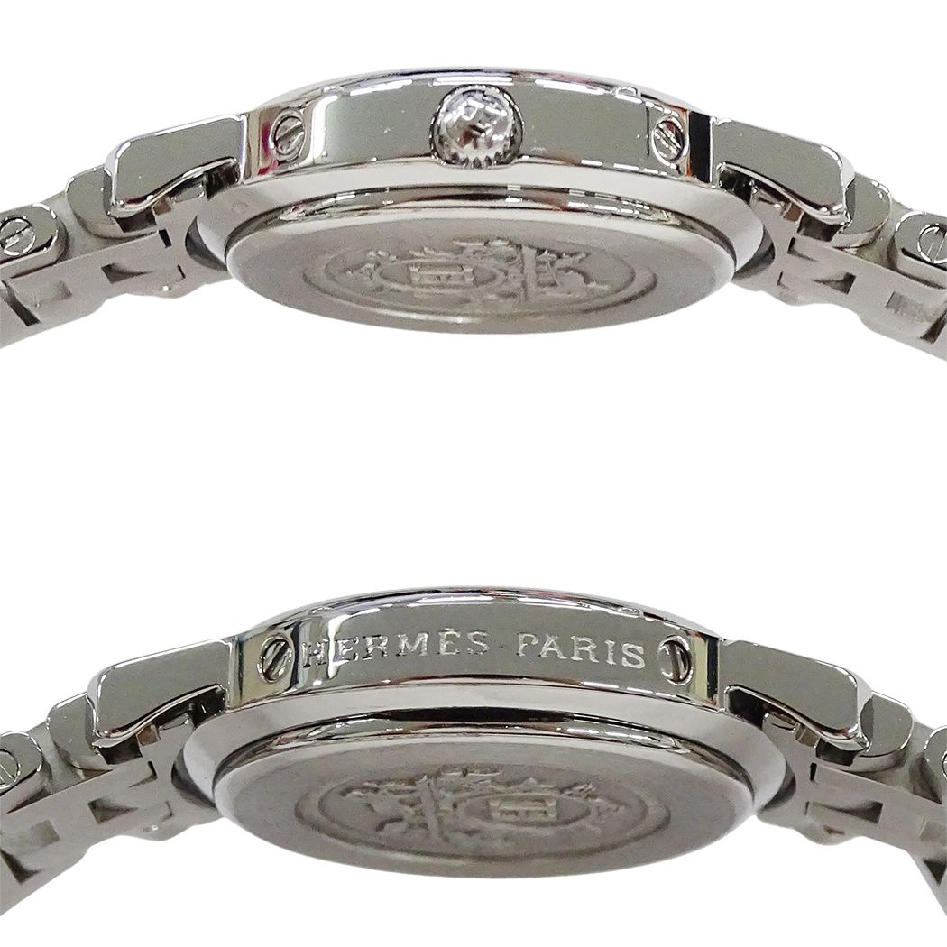 Hermes Watch Clipper Date Quartz Stainless Steel Silver Blue — view 3