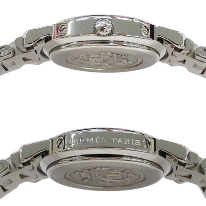 Hermes Watch Clipper Date Quartz Stainless Steel Silver Blue — view 3