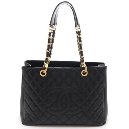 Chanel Quilted Grand Shopping Tote Bag GST Black Caviar Leather