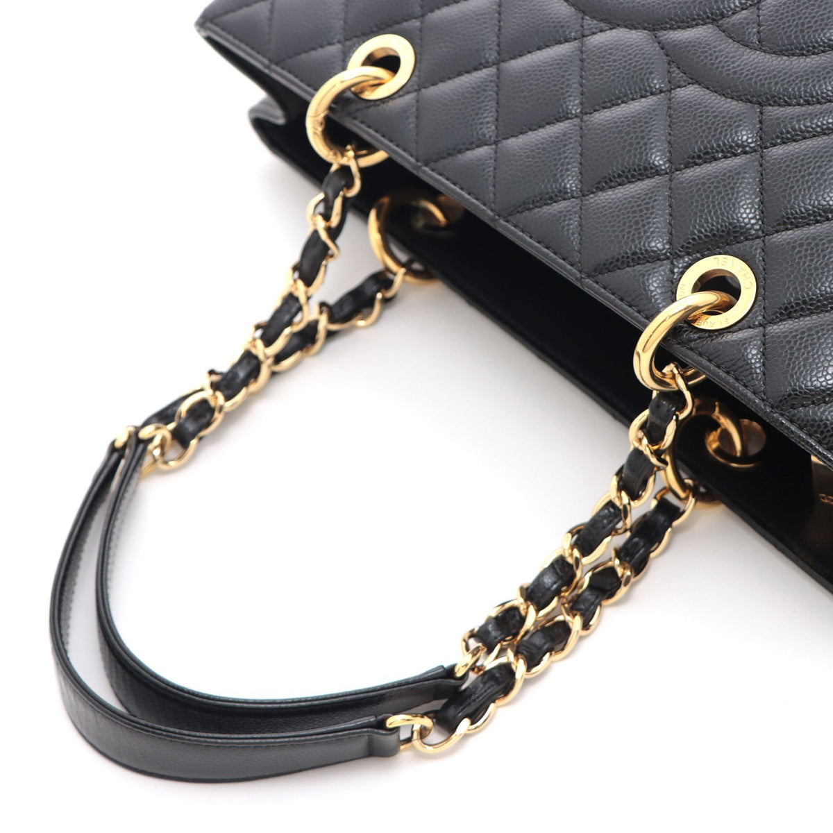 Chanel Quilted Grand Shopping Tote Bag GST Black Caviar Leather — view 4