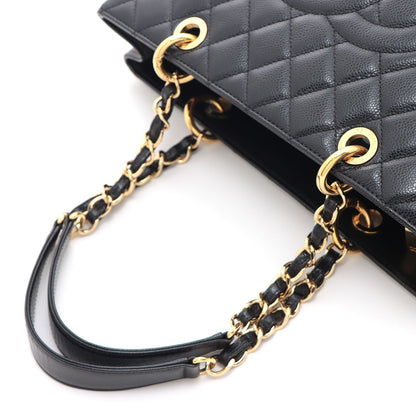 Chanel Quilted Grand Shopping Tote Bag GST Black Caviar Leather — view 4