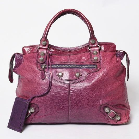 Balenciaga Giant City Handbag Lambskin Silver Purple