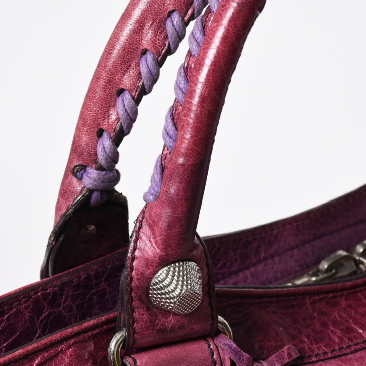 Balenciaga Giant City Handbag Lambskin Silver Purple — view 5