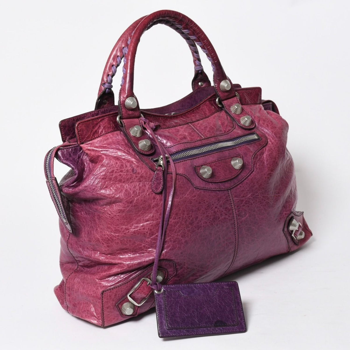 Balenciaga Giant City Handbag Lambskin Silver Purple — view 3