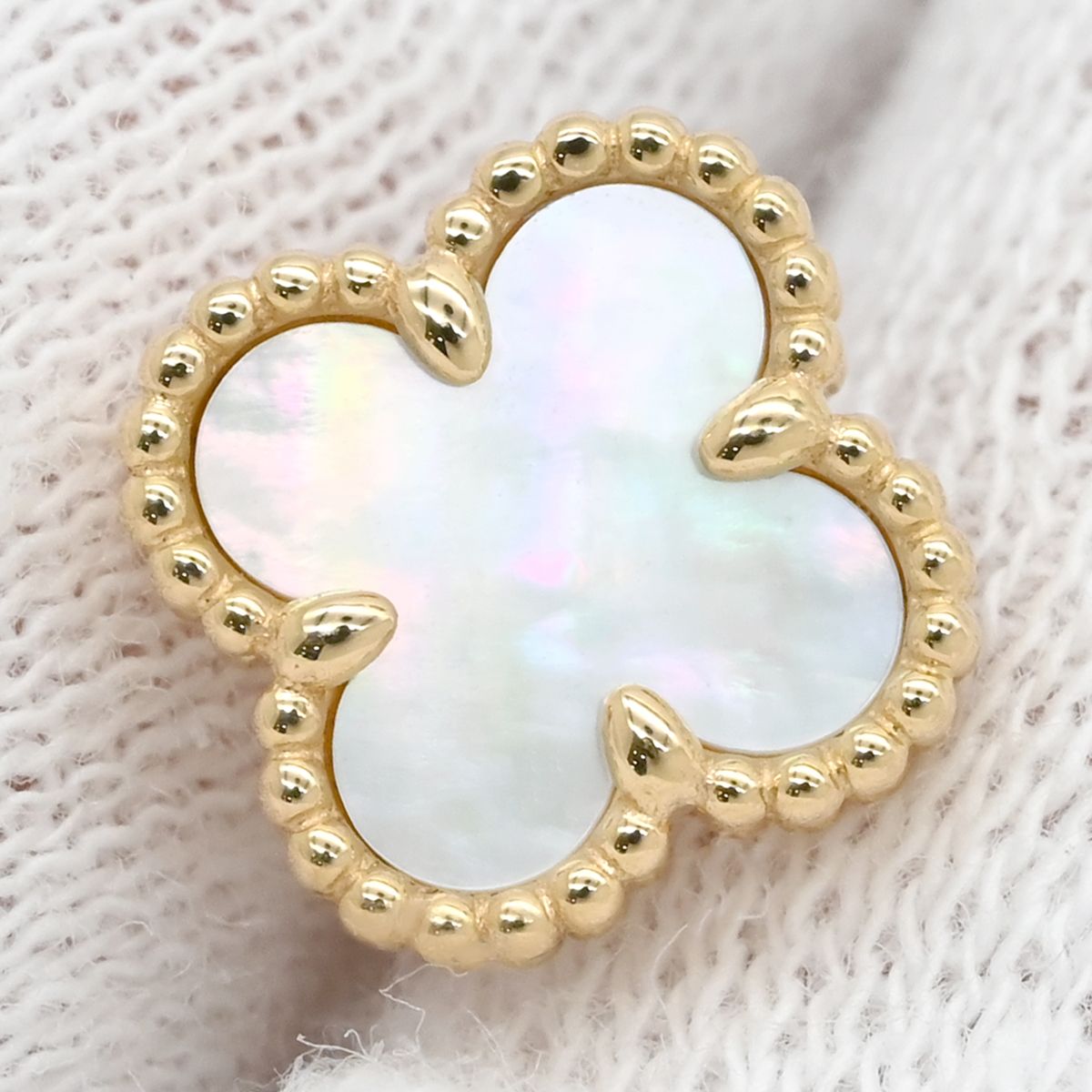 Van Cleef & Arpels Earrings Sweet Alhambra Pearl White Yellow Gold 18 — view 6