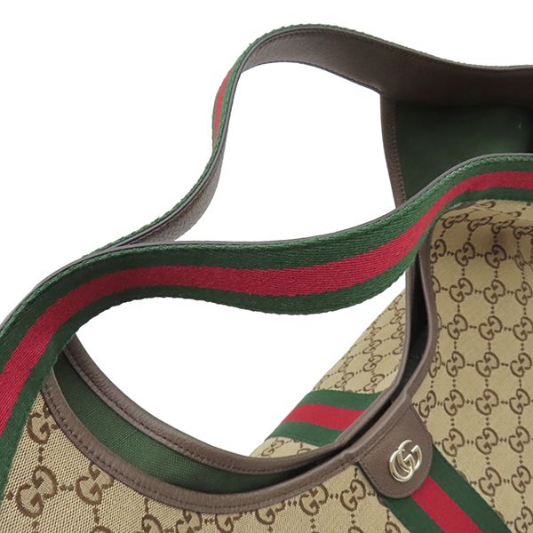 Gucci Tote Bag Large Canvas Leather Beige Brown Champagne Gold GG — view 5