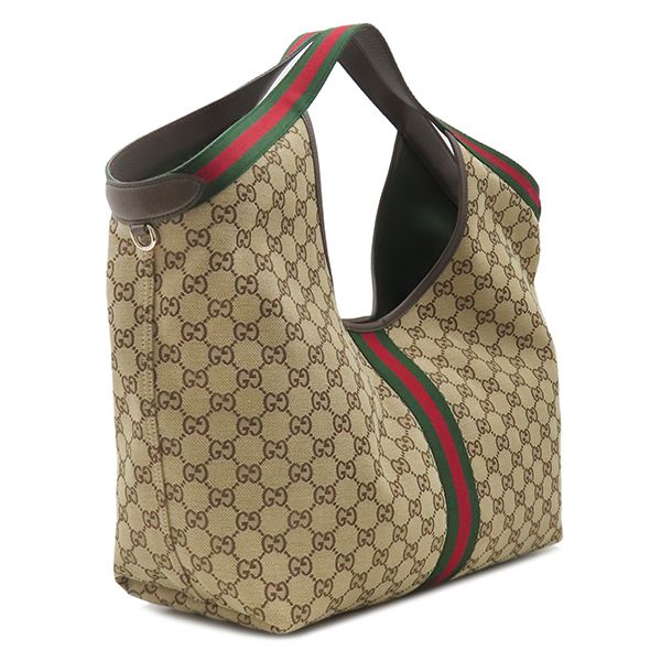 Gucci Tote Bag Large Canvas Leather Beige Brown Champagne Gold GG — view 2