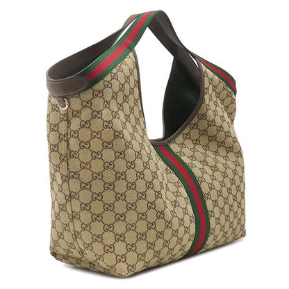 Gucci Tote Bag Large Canvas Leather Beige Brown Champagne Gold GG — view 2