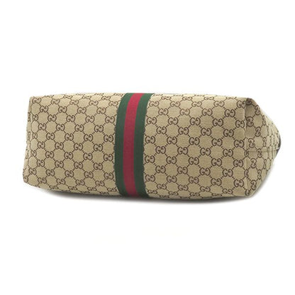 Gucci Tote Bag Large Canvas Leather Beige Brown Champagne Gold GG — view 3
