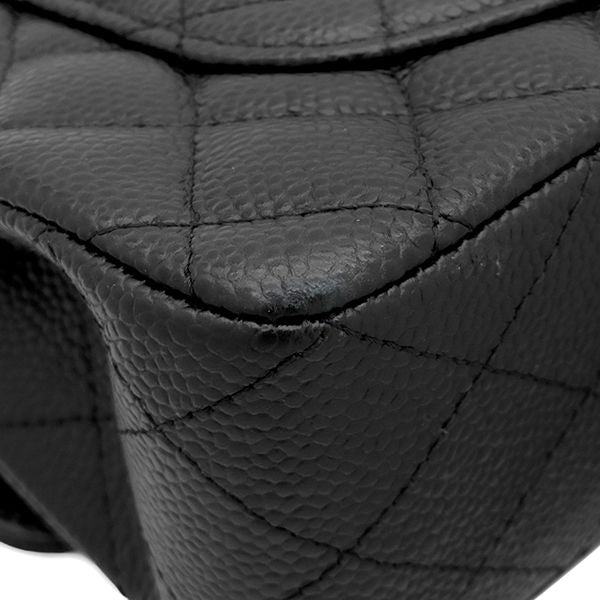 Chanel Shoulder Bag Quilted 23 Double Flap Caviar Leather Black Gold Chain 29 — view 4