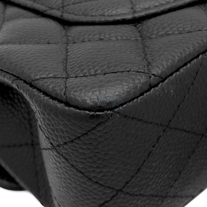 Chanel Shoulder Bag Quilted 23 Double Flap Caviar Leather Black Gold Chain 29 — view 4
