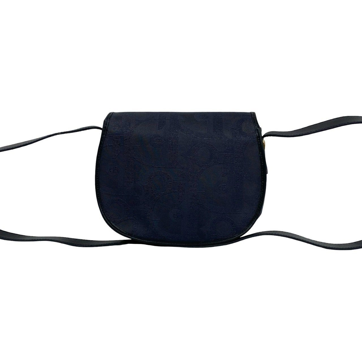 Dior Vintage Logo Trotter Leather Shoulder Bag Pochette Navy — view 3