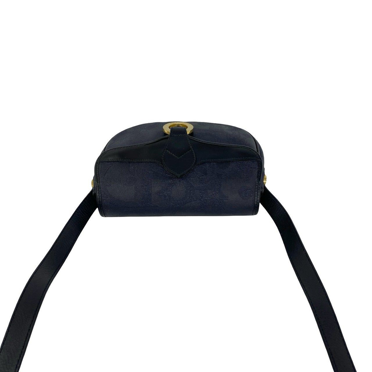 Dior Vintage Logo Trotter Leather Shoulder Bag Pochette Navy — view 4