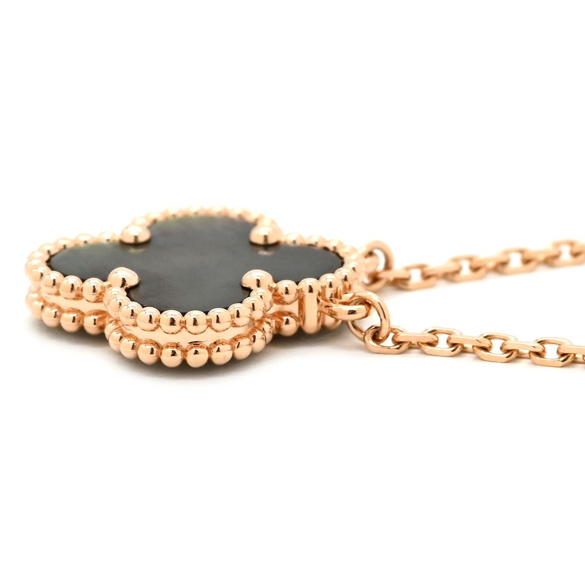 Van Cleef & Arpels Necklace Vintage Alhambra Gray Rose Gold 18K Pink Gold Shell — view 2