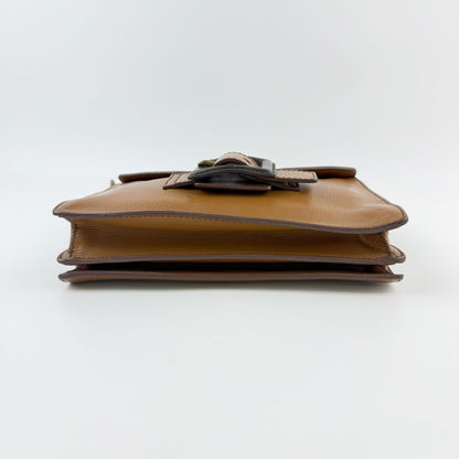Miu Miu Square Buckle Shoulder Bag Leather Camel Brown Gold Vintage — view 6