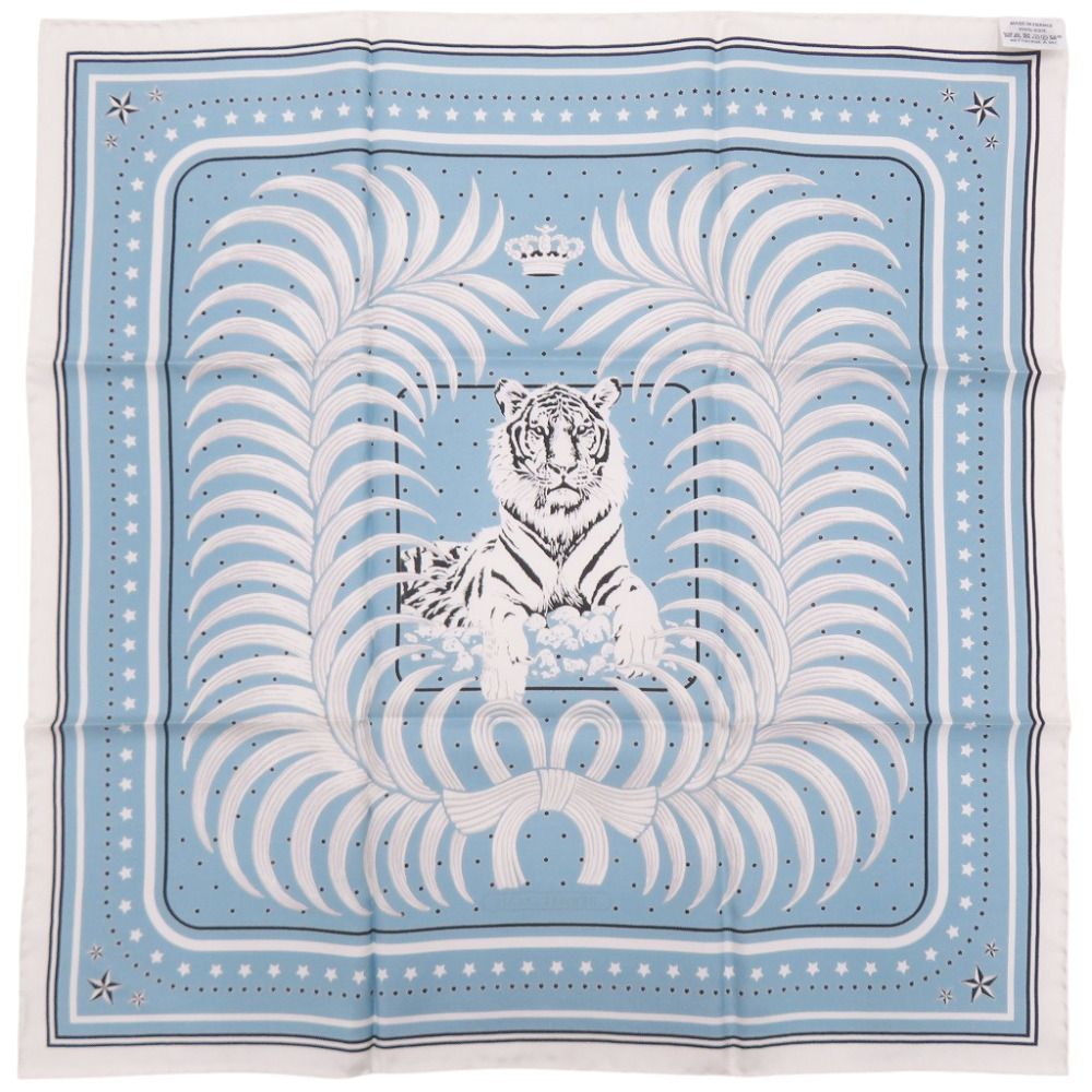 Hermes Carre 55 Tiger Royal King's Scarf Silk Light Blue — view 2