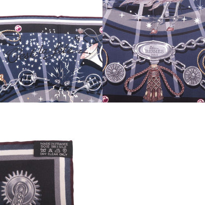 Hermes Carre 65 C'est la Fete Silk Navy Scarf — view 3