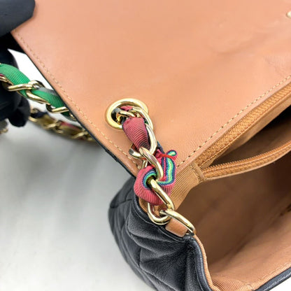 Chanel Quilted CC Logo Lambskin Black Multicolor Chain Shoulder Bag Gold — view 7