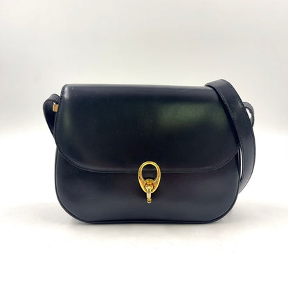 Celine Vintage Leather Black Shoulder Bag Gold