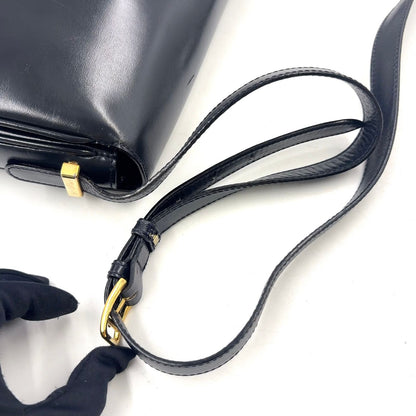 Celine Vintage Leather Black Shoulder Bag Gold — view 5