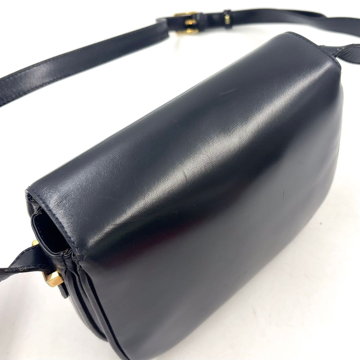 Celine Vintage Leather Black Shoulder Bag Gold — view 8