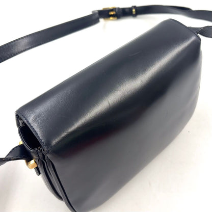 Celine Vintage Leather Black Shoulder Bag Gold — view 8