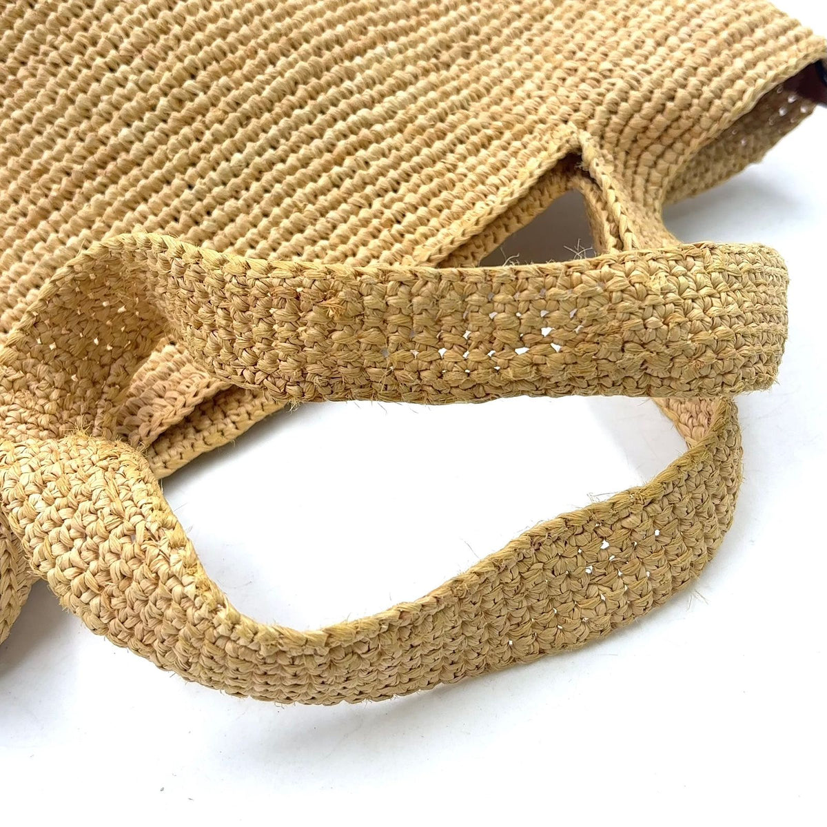 Loewe Slit Shoulder Strap Included Leather Raffia Beige Handbag Gold — view 6