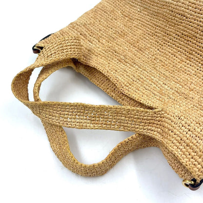 Loewe Slit Shoulder Strap Included Leather Raffia Beige Handbag Gold — view 5
