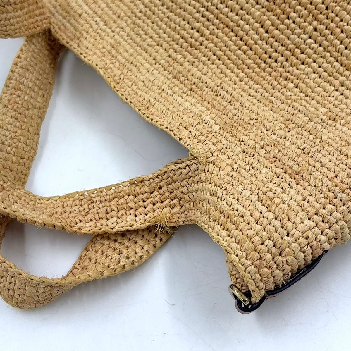 Loewe Slit Shoulder Strap Included Leather Raffia Beige Handbag Gold — view 7