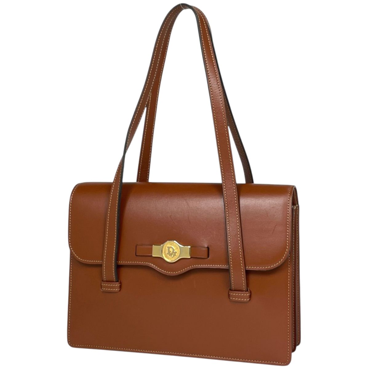 Dior Shoulder Bag Logo Leather Brown