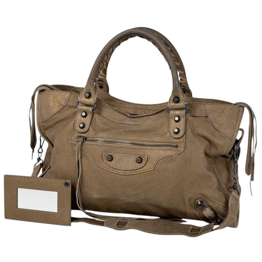 Balenciaga Shoulder Bag the City 2-Way Leather Brown
