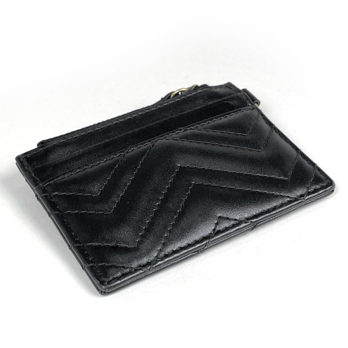 Gucci Card Case GG Marmont Wallet Leather Black — view 2