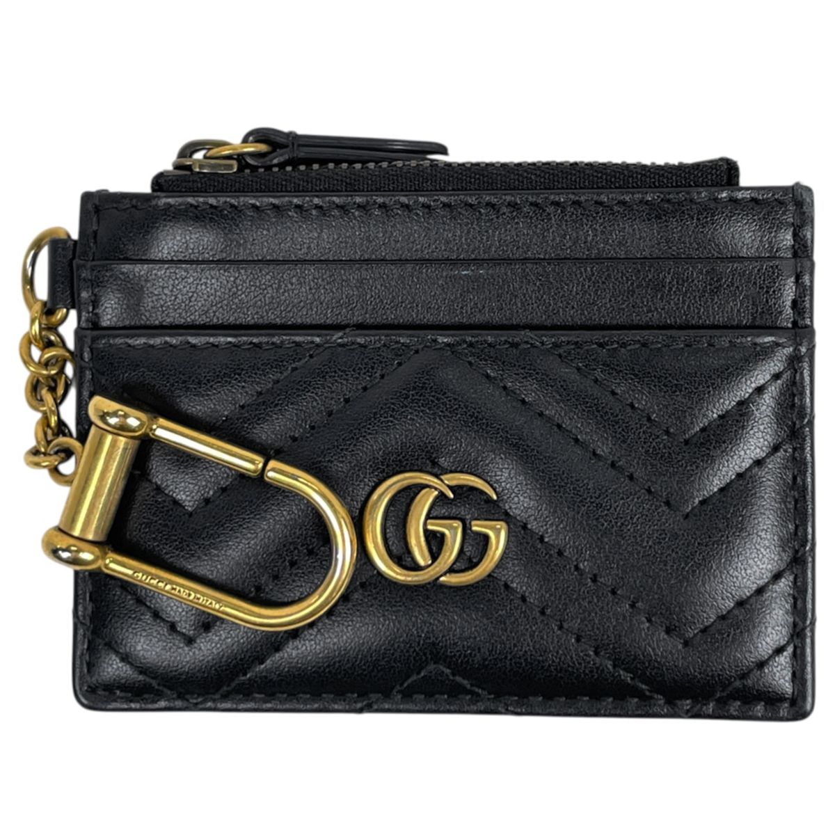 Gucci Card Case GG Marmont Wallet Leather Black