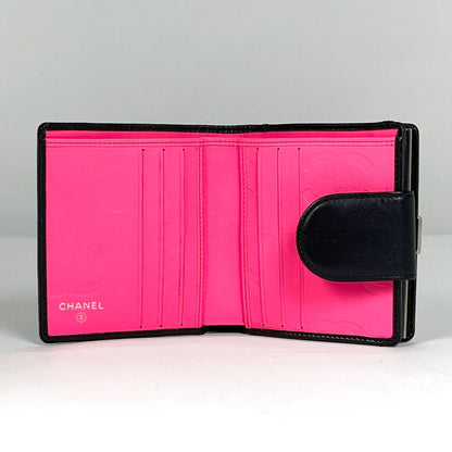 Chanel Bifold Wallet Cambon Line CC Logo Leather Black White — view 7