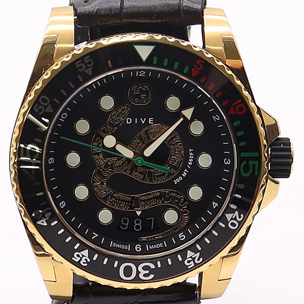 Gucci Dive 136.2 Black Dial Snake Date Watch