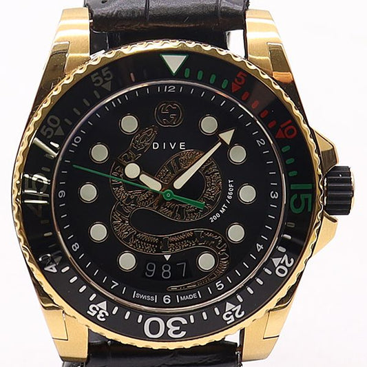 Gucci Dive 136.2 Black Dial Snake Date Watch