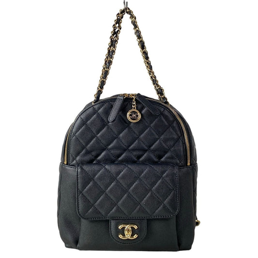 Chanel Backpack Quilted Black 2-Way Chain Shoulder Gold