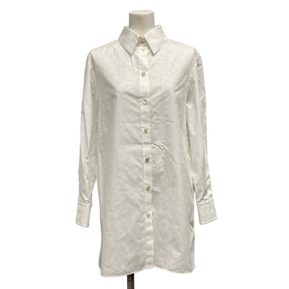 Chanel Long Sleeve Shirt Blouse S White Star CC Logo All Over Print Cotton