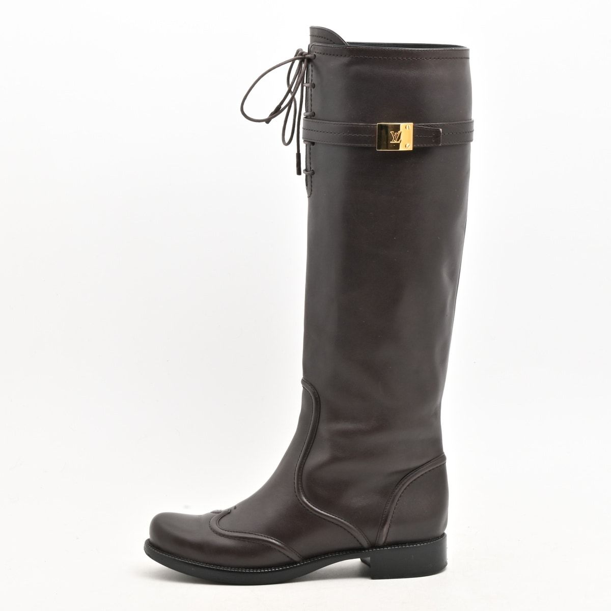 Louis Vuitton Long Boots Dark Brown Leather