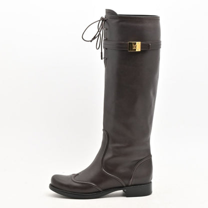 Louis Vuitton Long Boots Dark Brown Leather