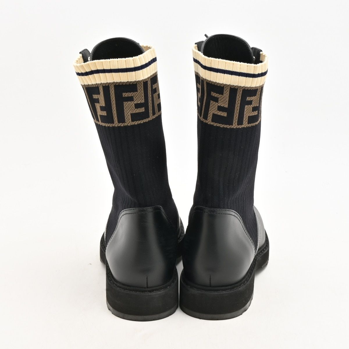 Fendi Boots Rococo Black Beige Brown Lace-up Leather — view 3