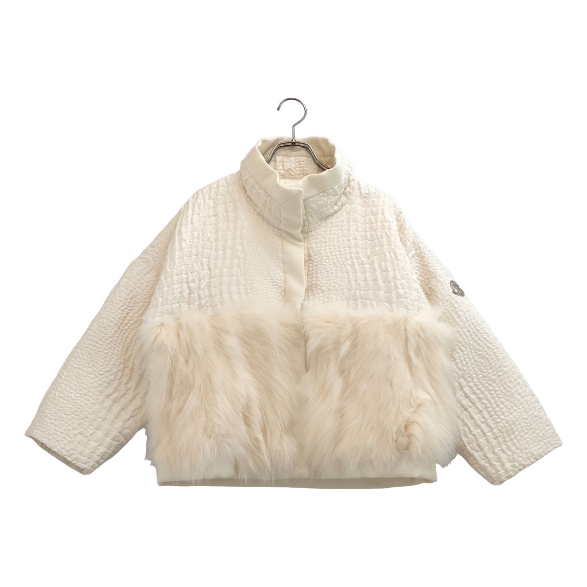 Moncler Gamme Rouge Fur Combination Short Down Jacket Ivory 0