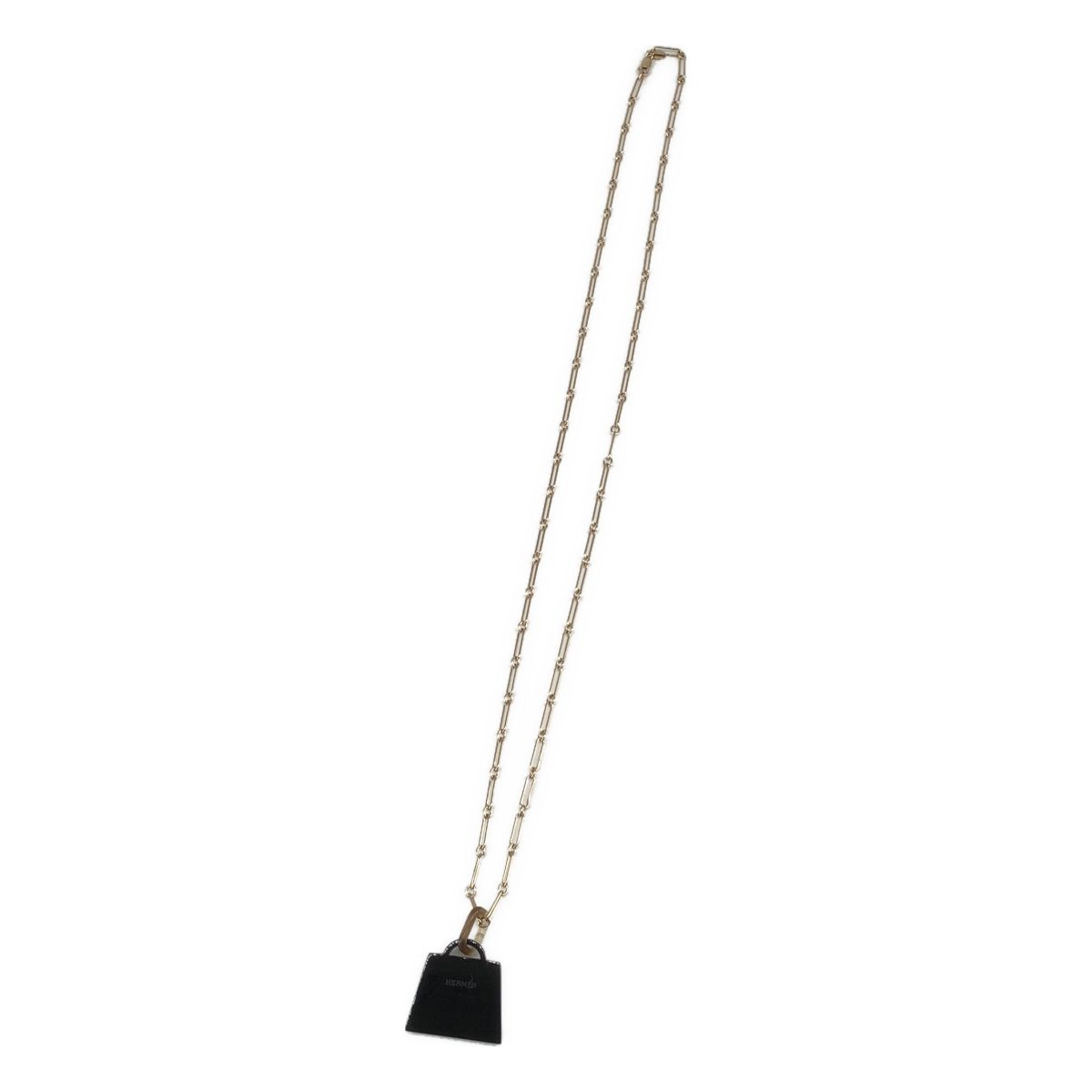 Hermes Amulette Kelly GM Buffalo Horn Necklace Gold Blue Black — view 2