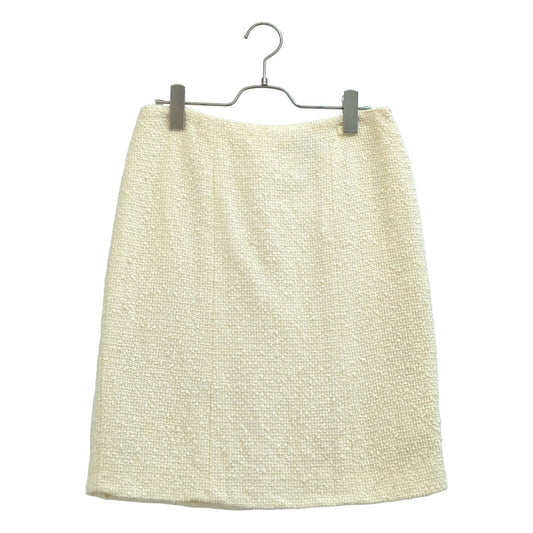 Chanel CC Logo Tweed Skirt White 38