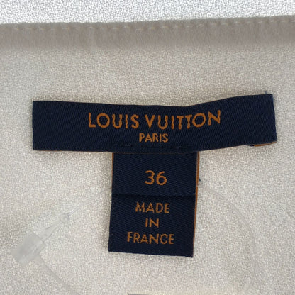 Louis Vuitton Gold Button Satin Pleated Shirt Dress White 36 — view 5
