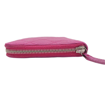 Chanel Quilted Wallet Caviar Leather Pink CC Logo Zip Around — view 5