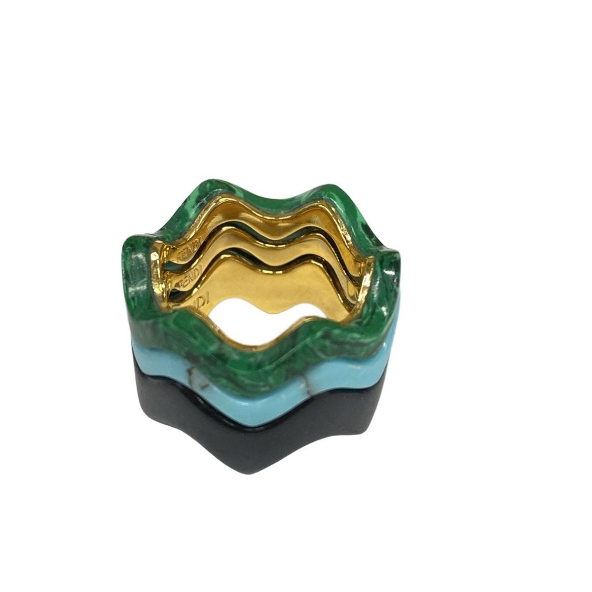 Fendi Triple Band Ring S Black Green — view 4