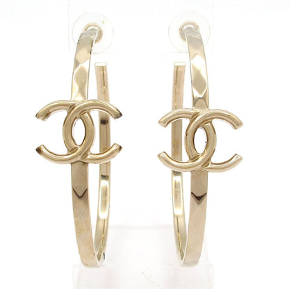 Chanel Earrings Gold Hoop CC Logo