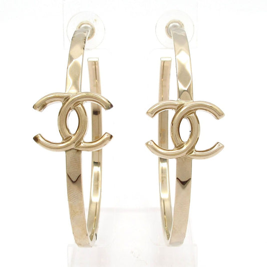 Chanel Earrings Gold Hoop CC Logo