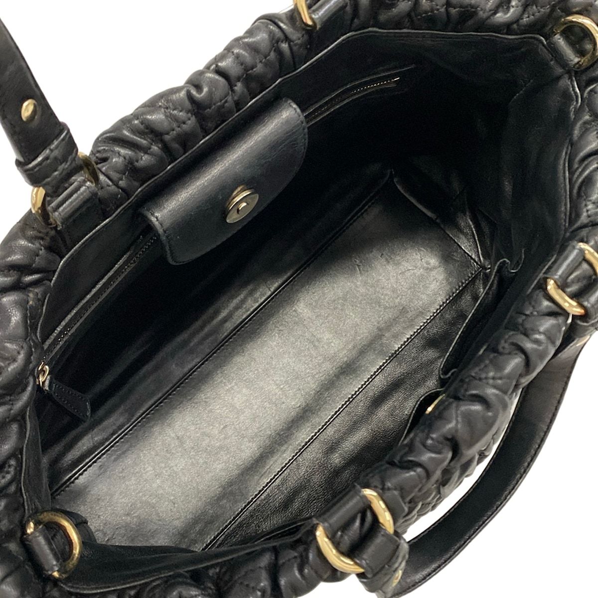 Dior Tote Bag Cannage Stitch Black Gathered Lambskin — view 7